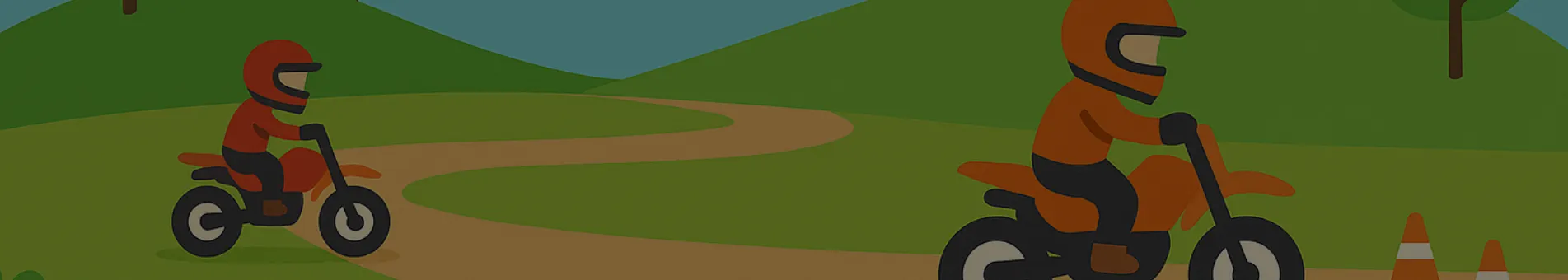 Motocross animado en camino rural